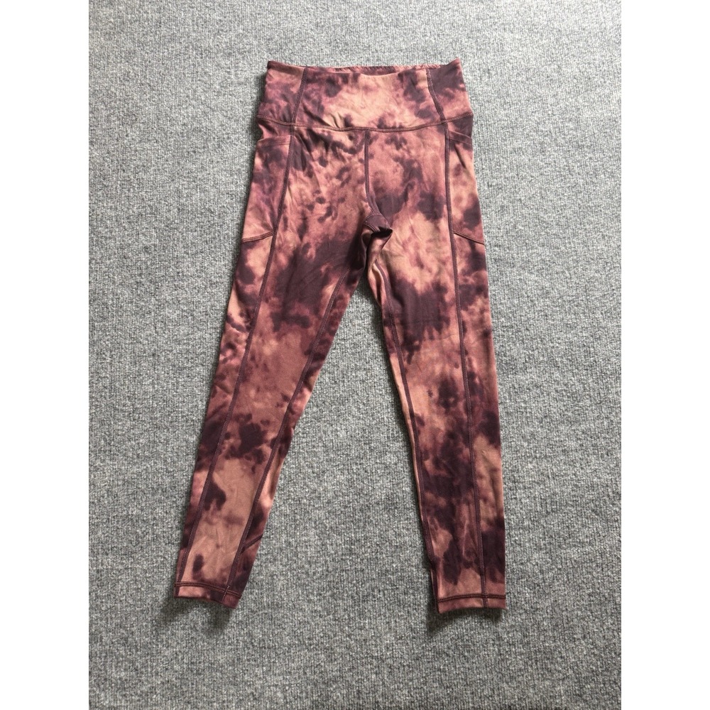 VS Womens Tie Dye Athletic Leggings High Waisted Yoga Pants Pockets Purple Pink